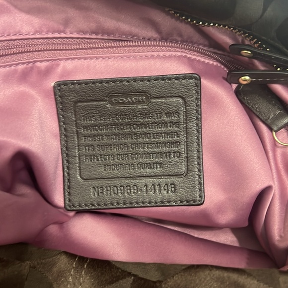 Vintage 2000s Brown Velvet Coach Sachel Bag, purple interior. - Picture 3 of 4